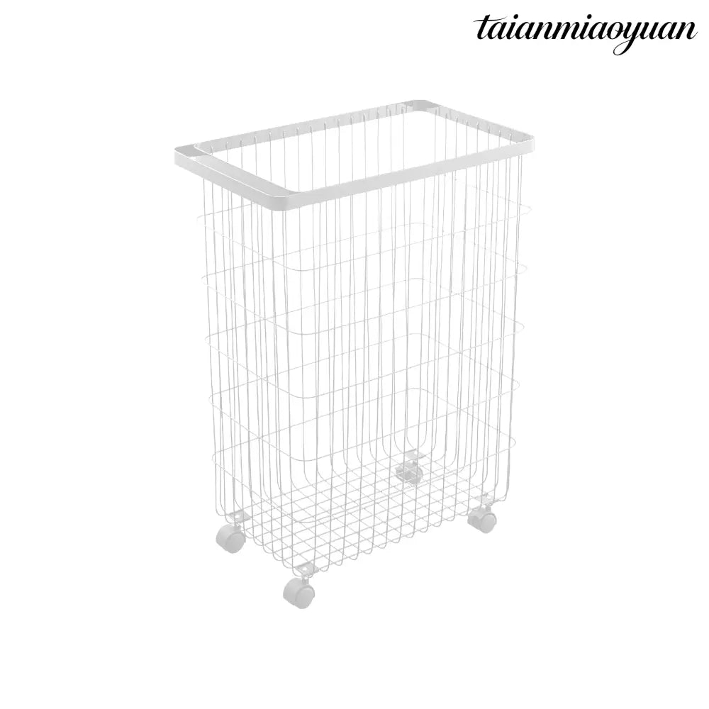 Laundry Basket with Casters - White - Basket